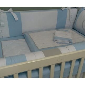 Kit Berço Azul e Cinza Menino Completo