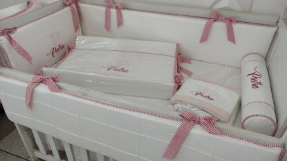 Kit Berço Vermelho Listrado e Rosa - Imagem 3