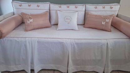 Kit Cama Babá 400 Fios Rose Borboletas - Imagem 5