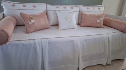 Kit Cama Babá 400 Fios Rose Borboletas - Imagem 4
