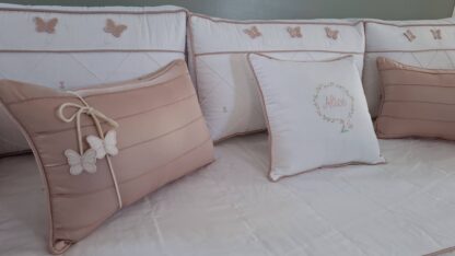 Kit Cama Babá 400 Fios Rose Borboletas - Imagem 3
