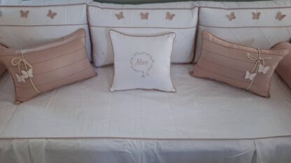 Kit Cama Babá 400 Fios Rose Borboletas - Imagem 2