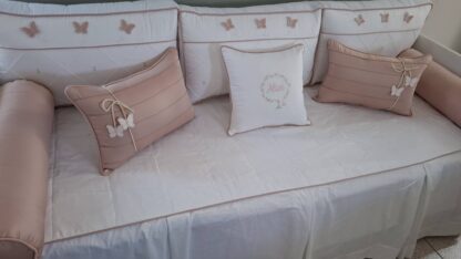 Kit Cama Babá 400 Fios Rose Borboletas