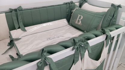 Kit Berço Verde Folha e Linho