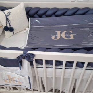 Kit Berço Petróleo e Cinza 400 Fios