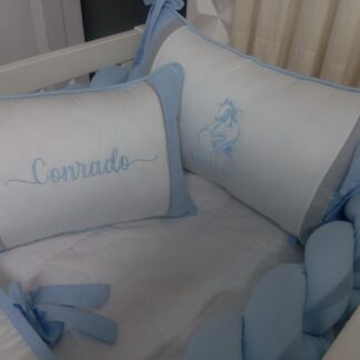 Kit Berço Azul Bebê Cavalhinho